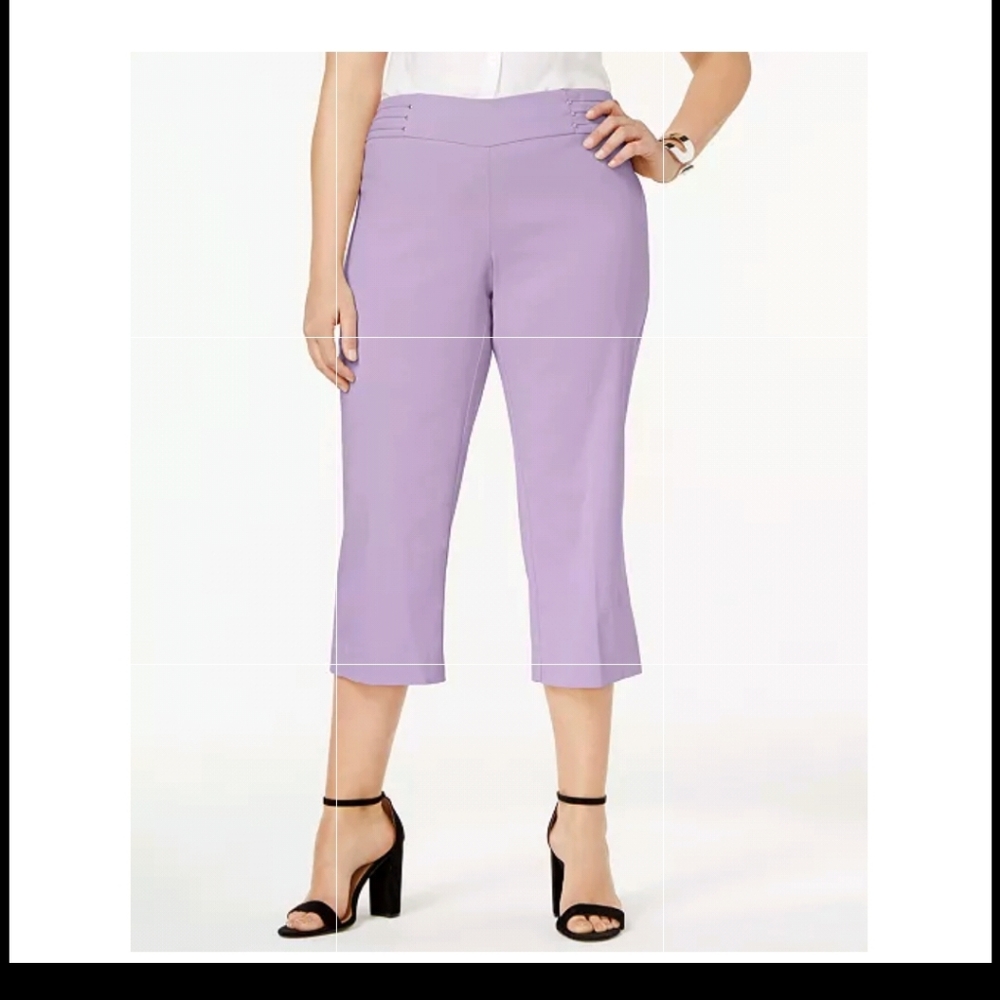 JM Collection Plus Size Tummy Control Pull-On Capri Pants size XL aqua blue